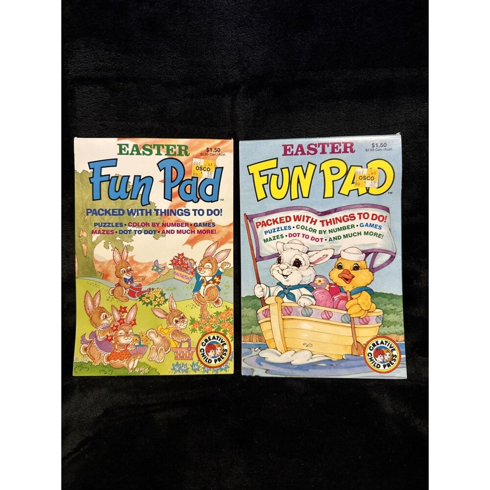 2 Vintage 80s Easter Fun Pad Creative Child Press Activity Books